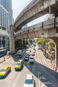 Traffic on road in city