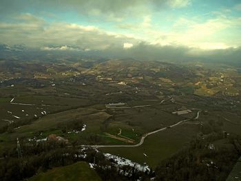 Aerial view of landscape against sky