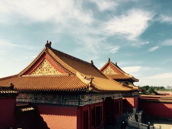 Low angle view of temple against sky