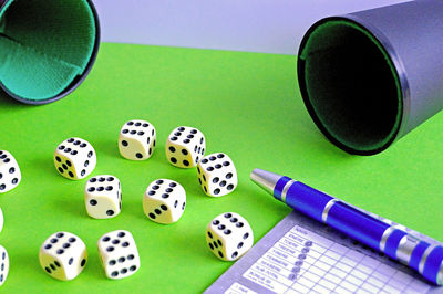 Close-up of objects on table