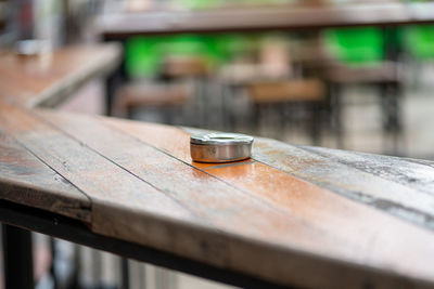 Close-up of machine on table