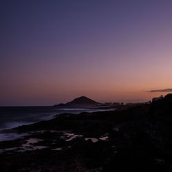 Scenic view of sea against clear sky during sunset