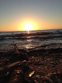 Scenic view of sea at sunset