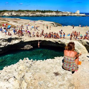 People enjoying at beach