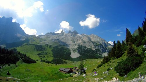 Scenic view of mountains against sky