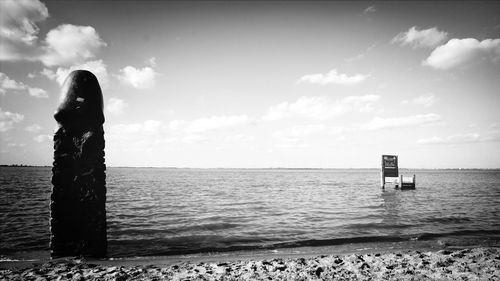 Scenic view of sea against cloudy sky