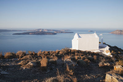 Scenic view of sea against clear sky