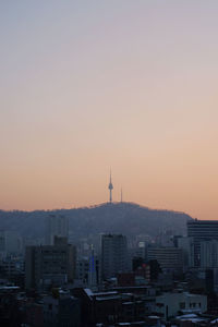 View of city at sunset