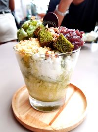 Close-up of ice cream on table