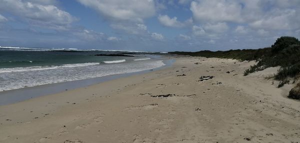 Scenic view of beach against sky