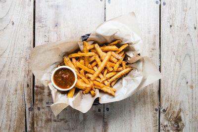 High angle view of food on table