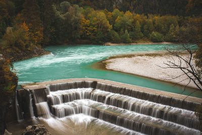 Turquoise lech waterfall in germany