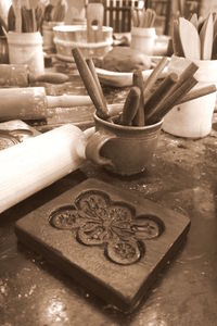 Close-up of food on table