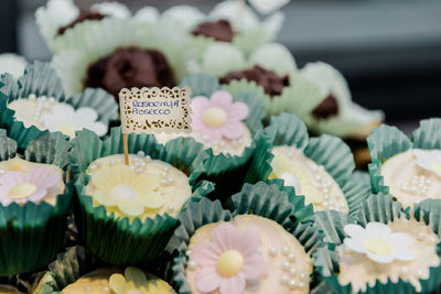 Close-up of cupcakes on table