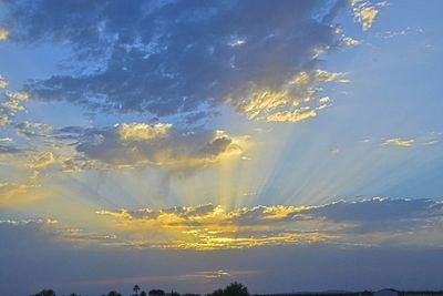 Scenic view of landscape against sky at sunset