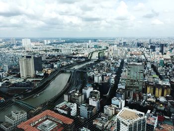 High angle view of city