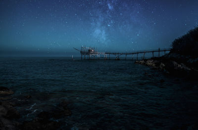 Scenic view of sea against sky at night