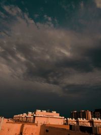 Storm clouds over buildings in city