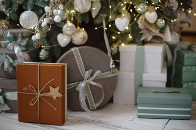 Christmas decorations on table