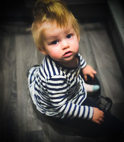 High angle portrait of cute baby girl