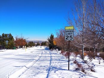 Speed limit with snow on street in reno