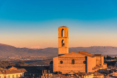 View of church at sunset