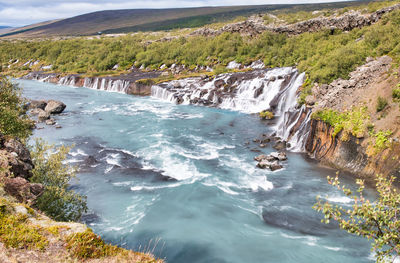 Scenic view of waterfall