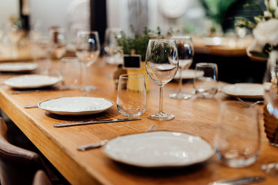 Close-up of place setting on table