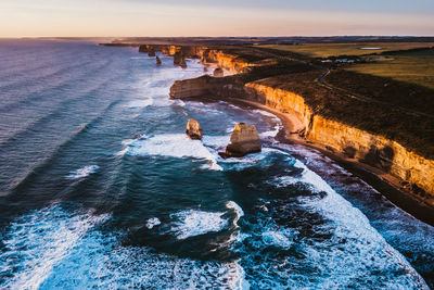 Scenic view of sea against sky during sunset