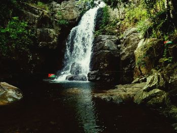 Scenic view of waterfall