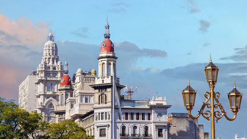 Low angle view of buildings against sky