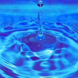 Close-up of drop falling in water