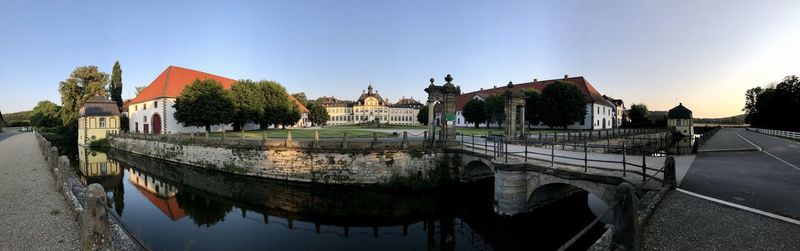 Panoramic view of river and buildings against sky