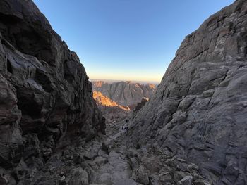 Scenic view of mountains against clear sky