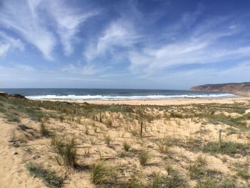 Scenic view of beach against sky