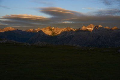 Scenic view of mountains against sky