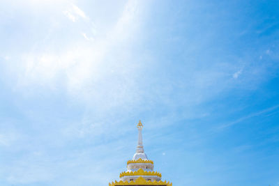 Low angle view of building against blue sky