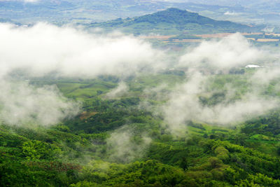 High angle view of foggy weather