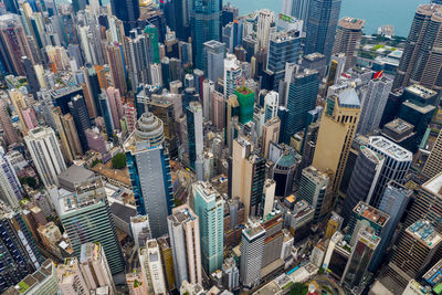 Aerial view of modern buildings in city