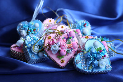 Christmas decorations handmade from ribbons. high quality photo