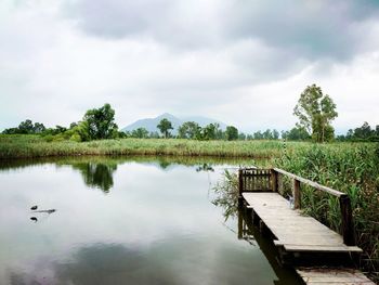 Scenic view of lake against sky