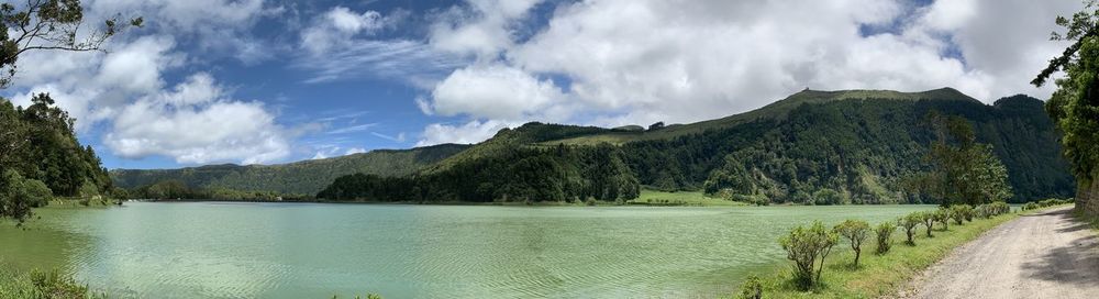 Panoramic view of lake against sky