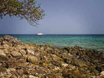 Scenic view of sea against clear sky