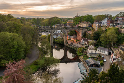 High angle view of bridge over river