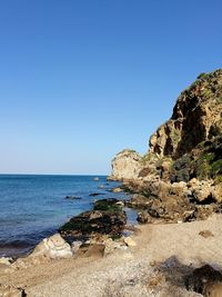 Scenic view of sea against clear sky