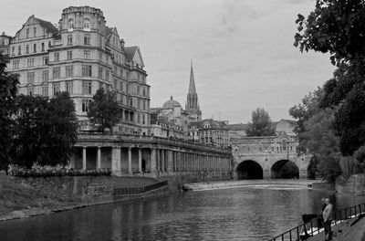 Bridge over river in historic city