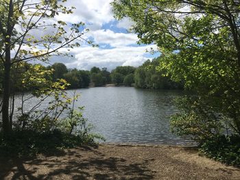 Scenic view of lake against sky