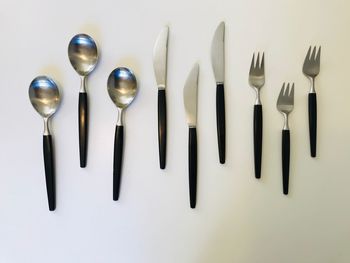 High angle view of objects on table