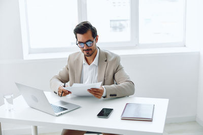 Businesswoman working at office