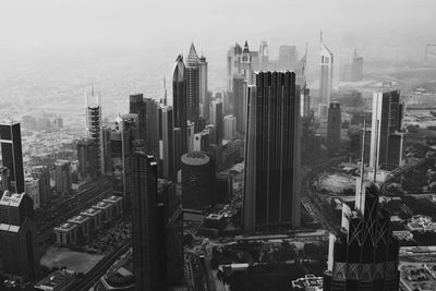 High angle view of buildings in city